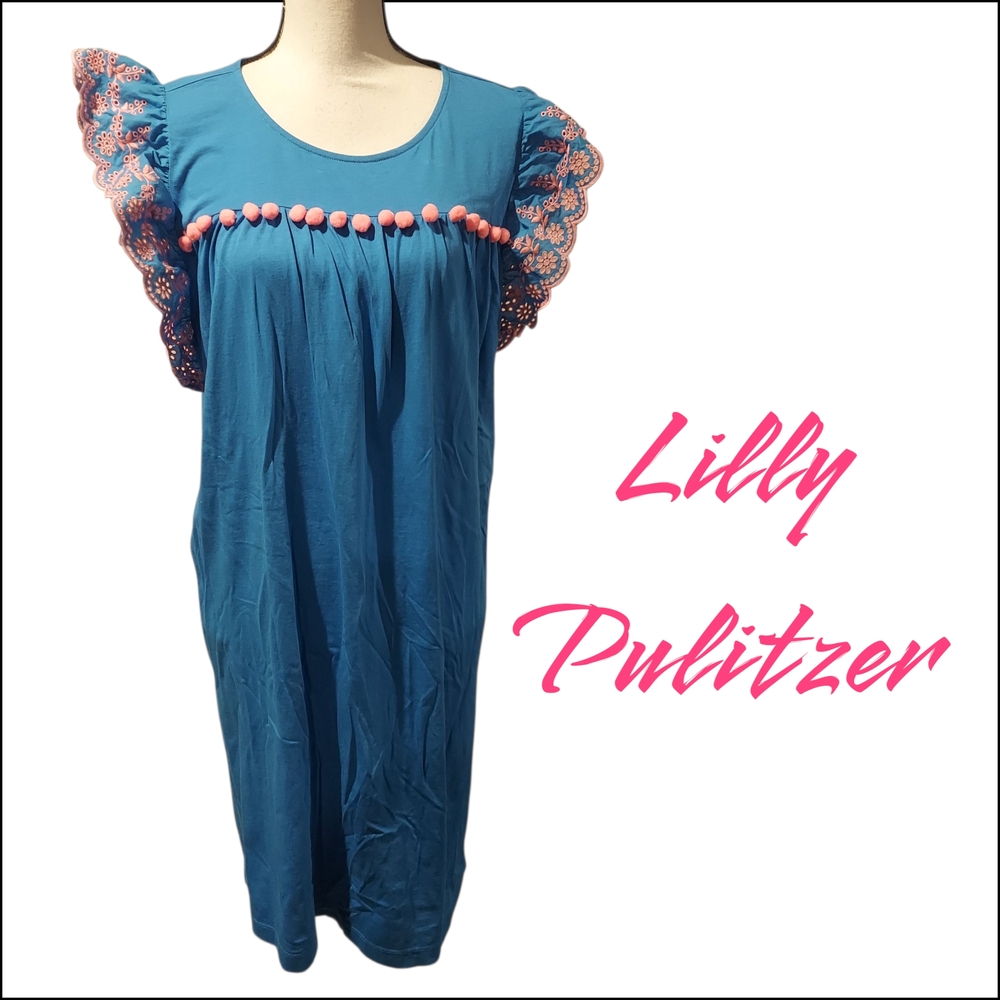 Lilly Pulitzer Blue Sleeveless Sundress Resort Wear Womens Size XL